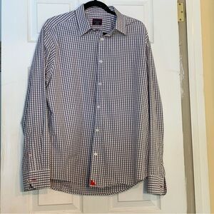 UNTUCKit Large Cotton Men’s Button Front L Shirt Gray Check Gingham EUC